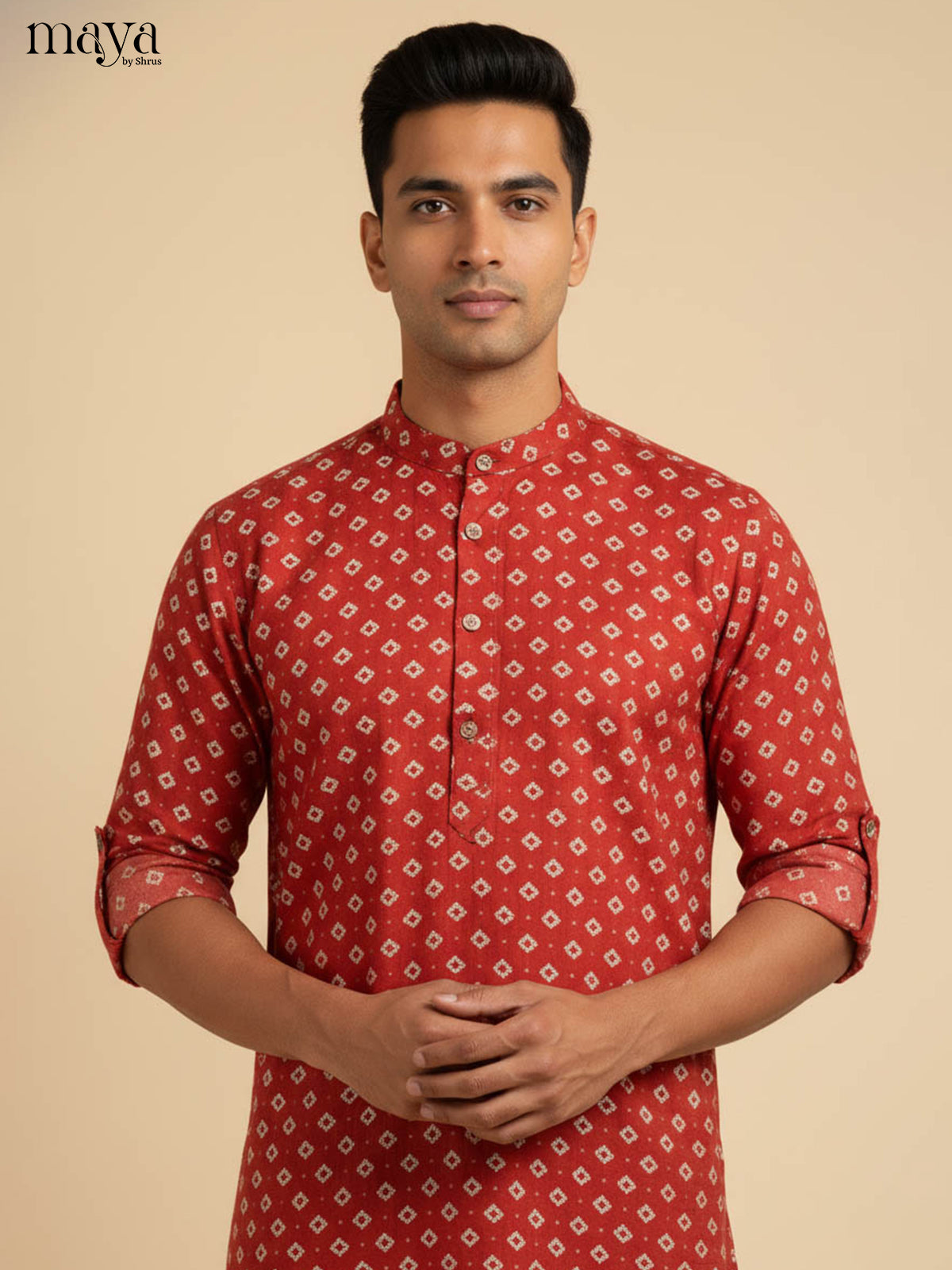 Red-Readymade Mens Kurta