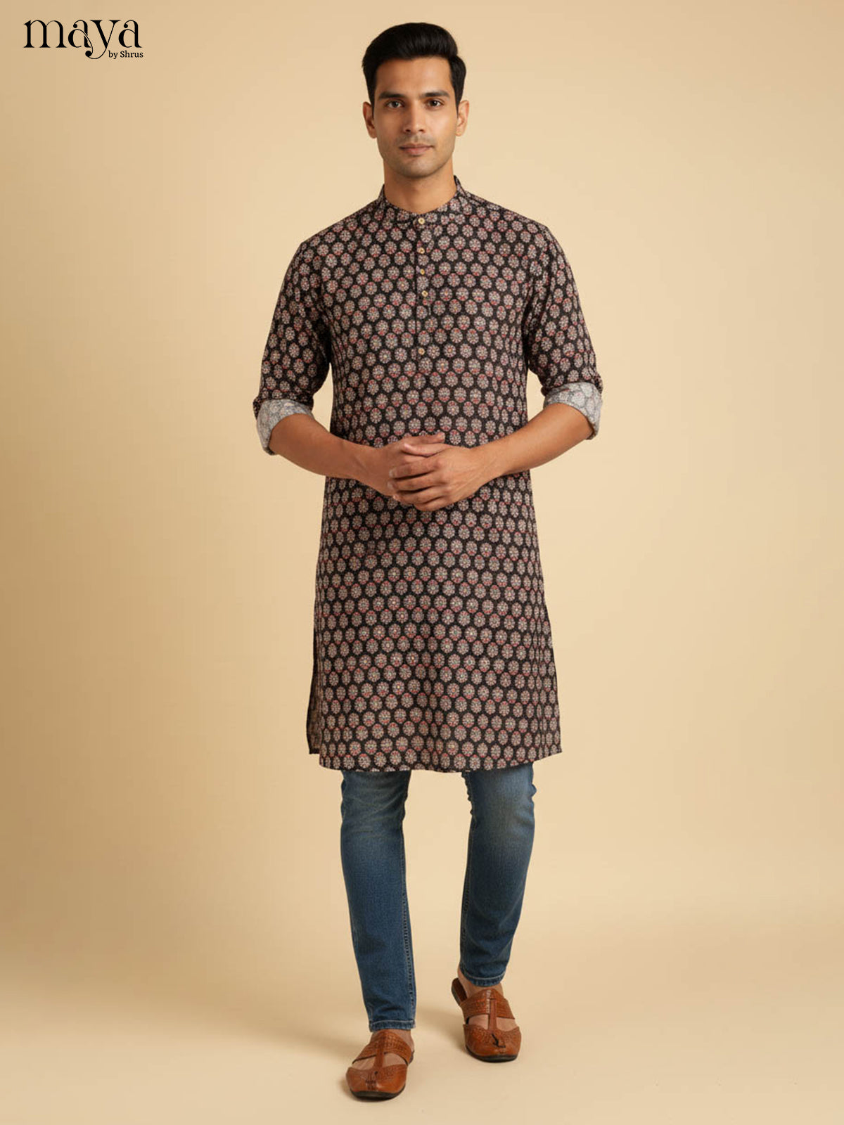 Black-Readymade Mens Kurta