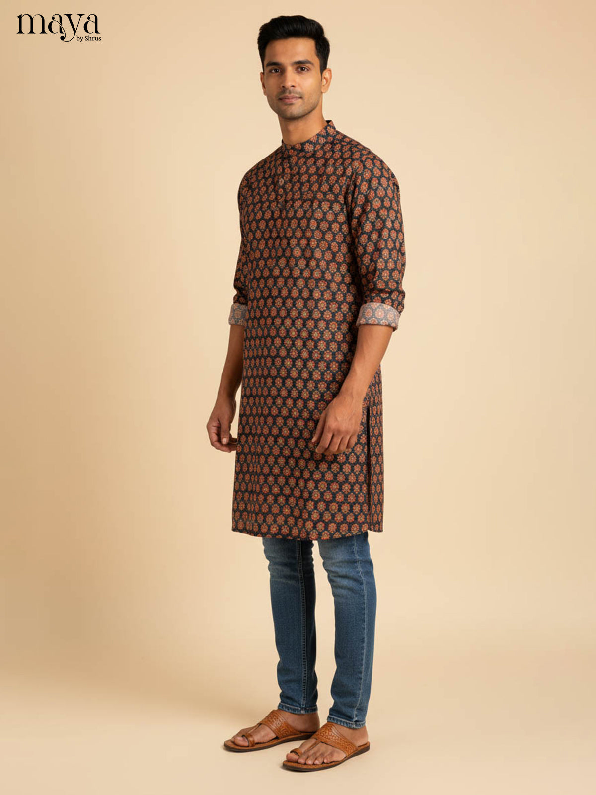 Black -Readymade Mens Kurta