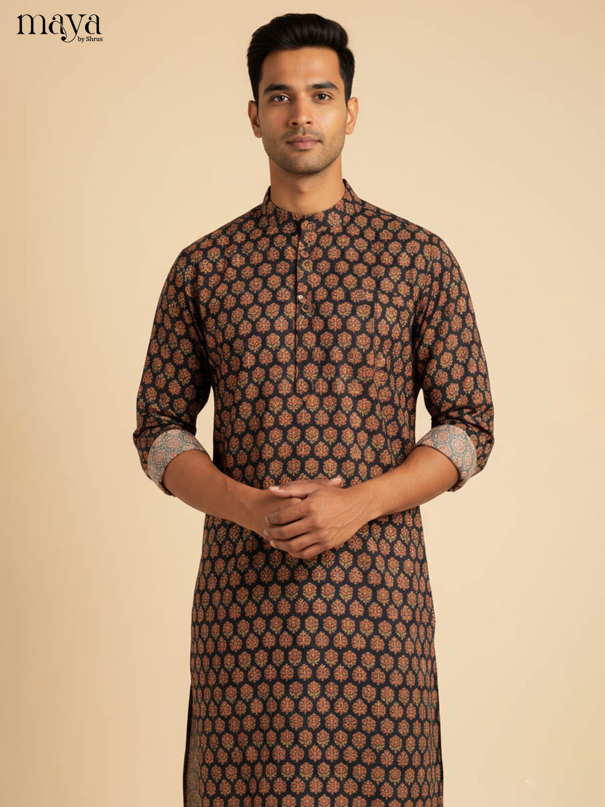Black -Readymade Mens Kurta