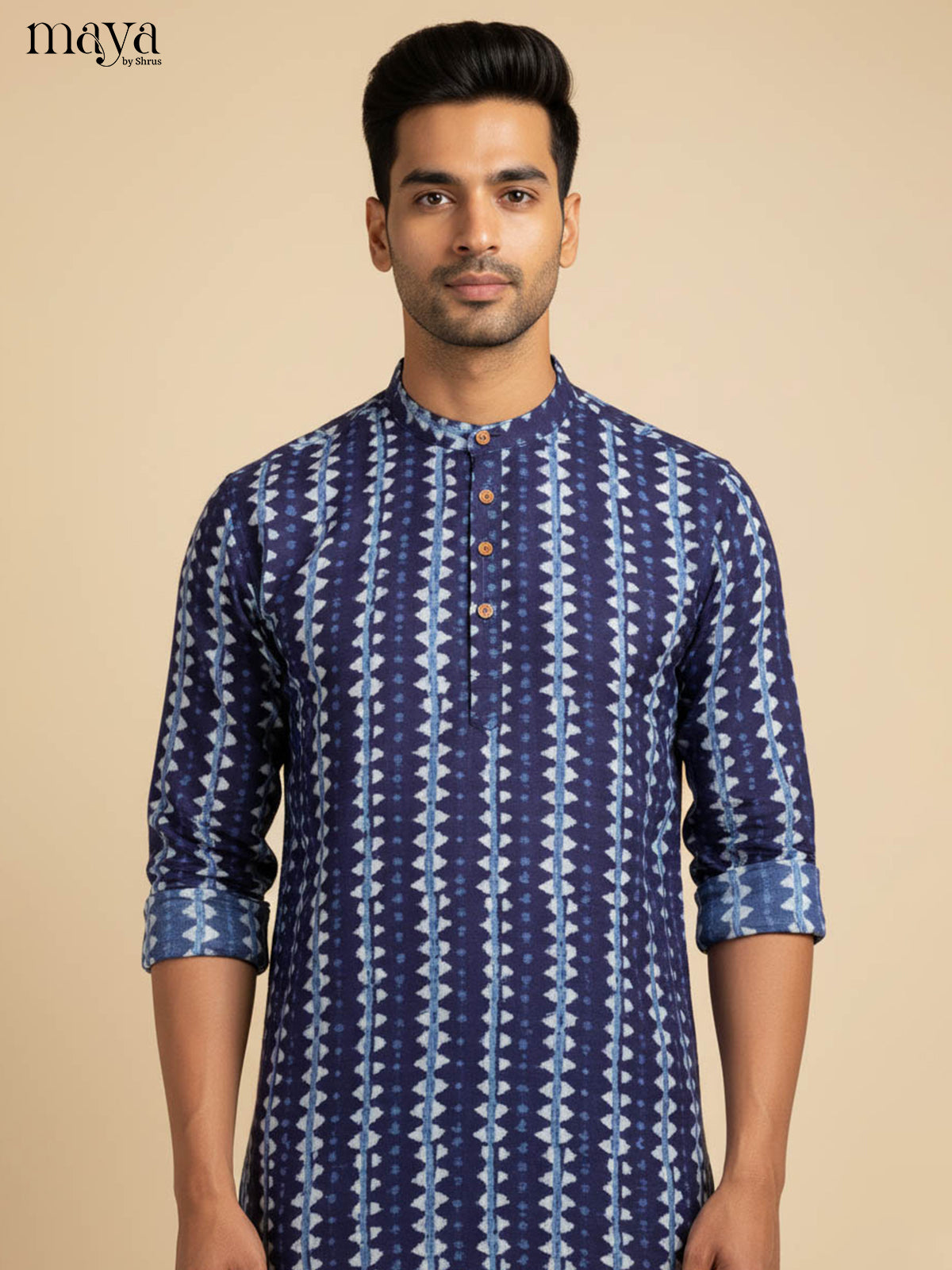 Blue-Readymade Mens Kurta
