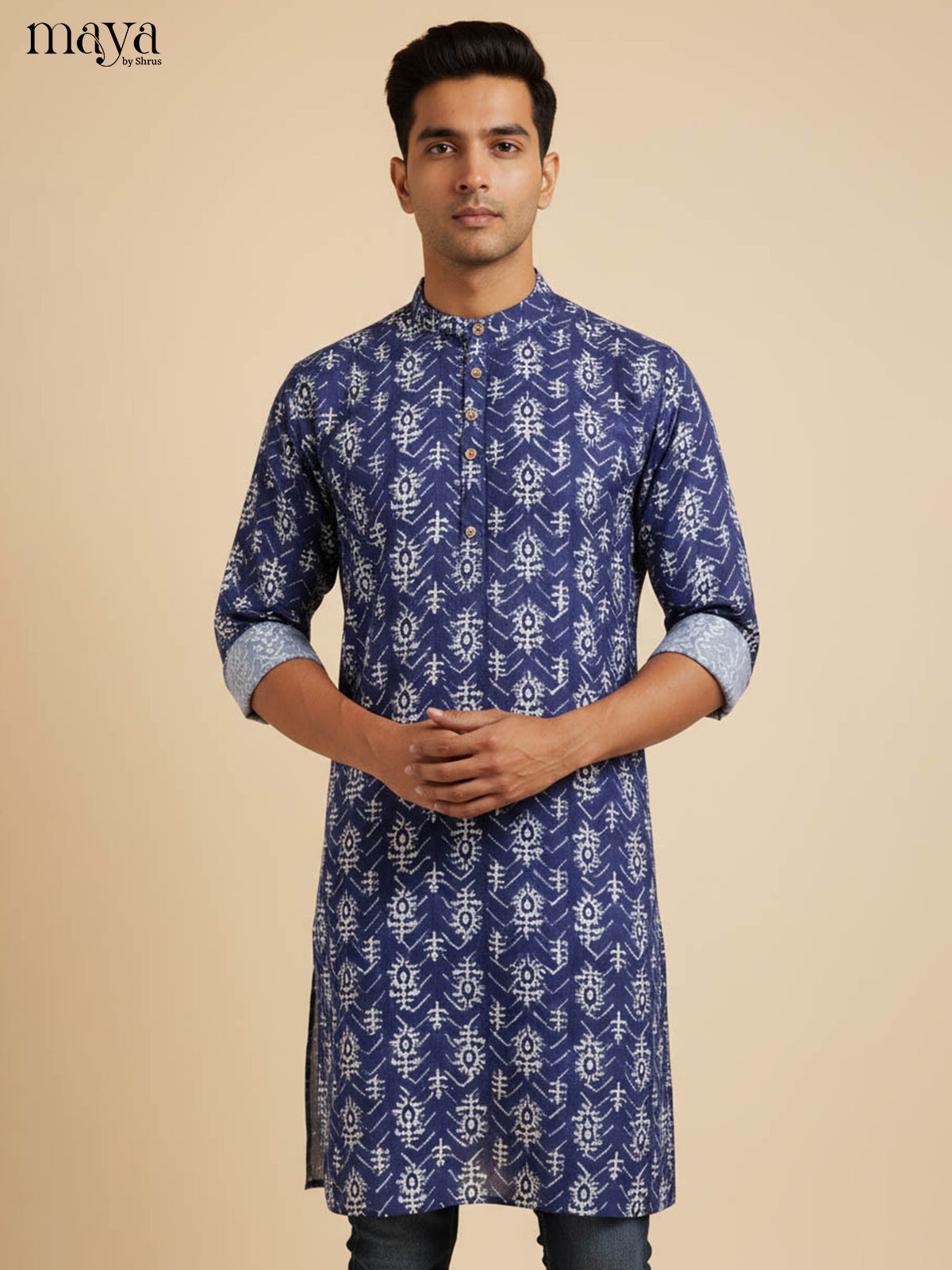 Blue-Readymade Mens Kurta
