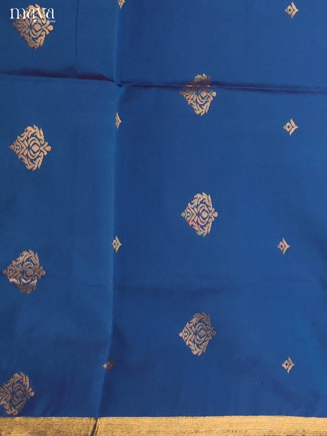 Blue & Orange -semi softsilk salwar Unstitch