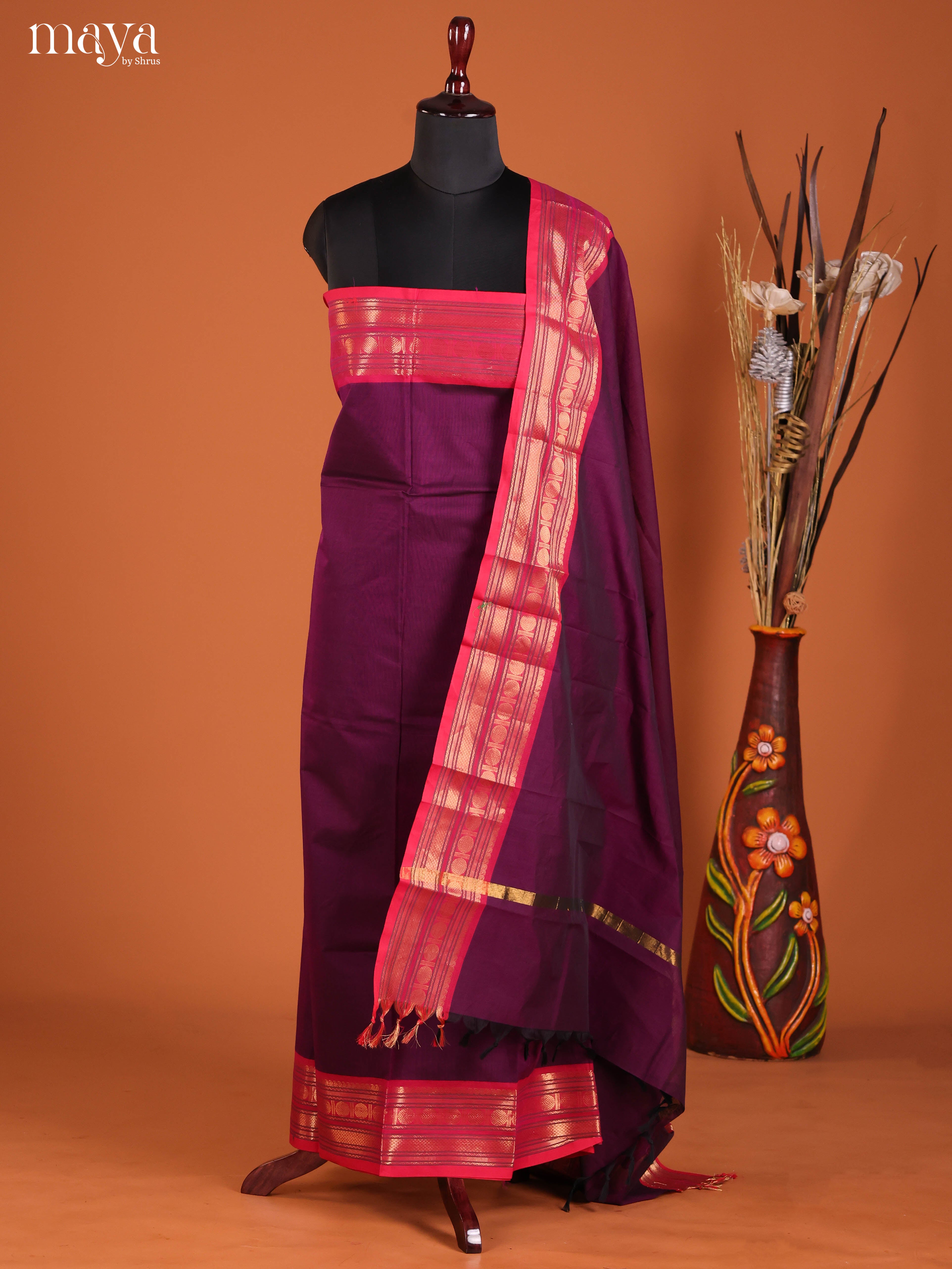 MDJ06088-chettinad top & dupatta combo