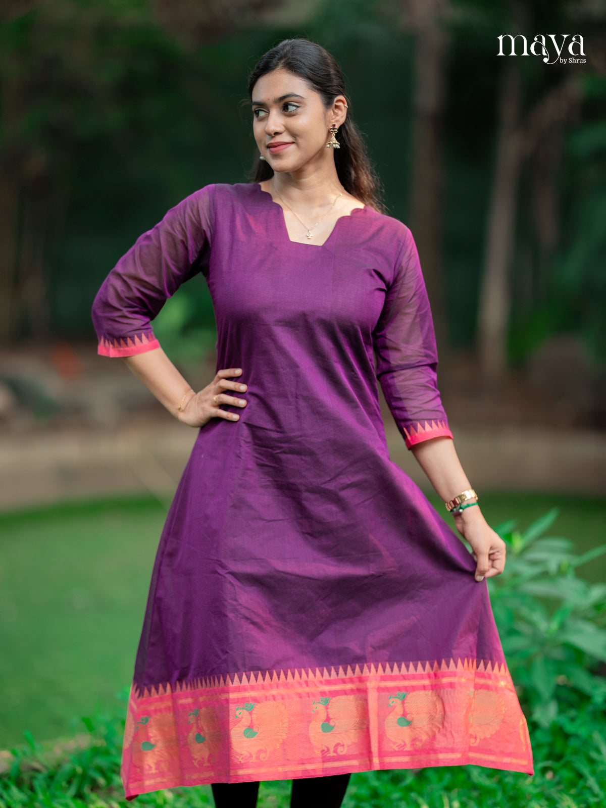 Purple & Pink -Chettinad Cotton Readymade Kurti