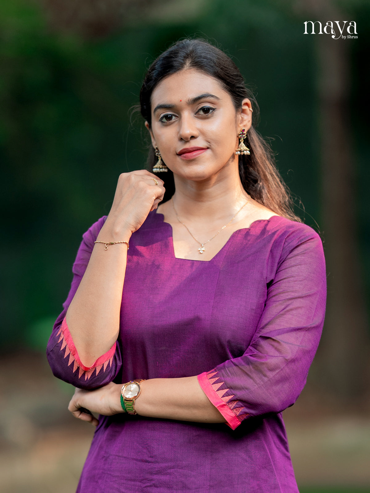 Purple & Pink -Chettinad Cotton Readymade Kurti