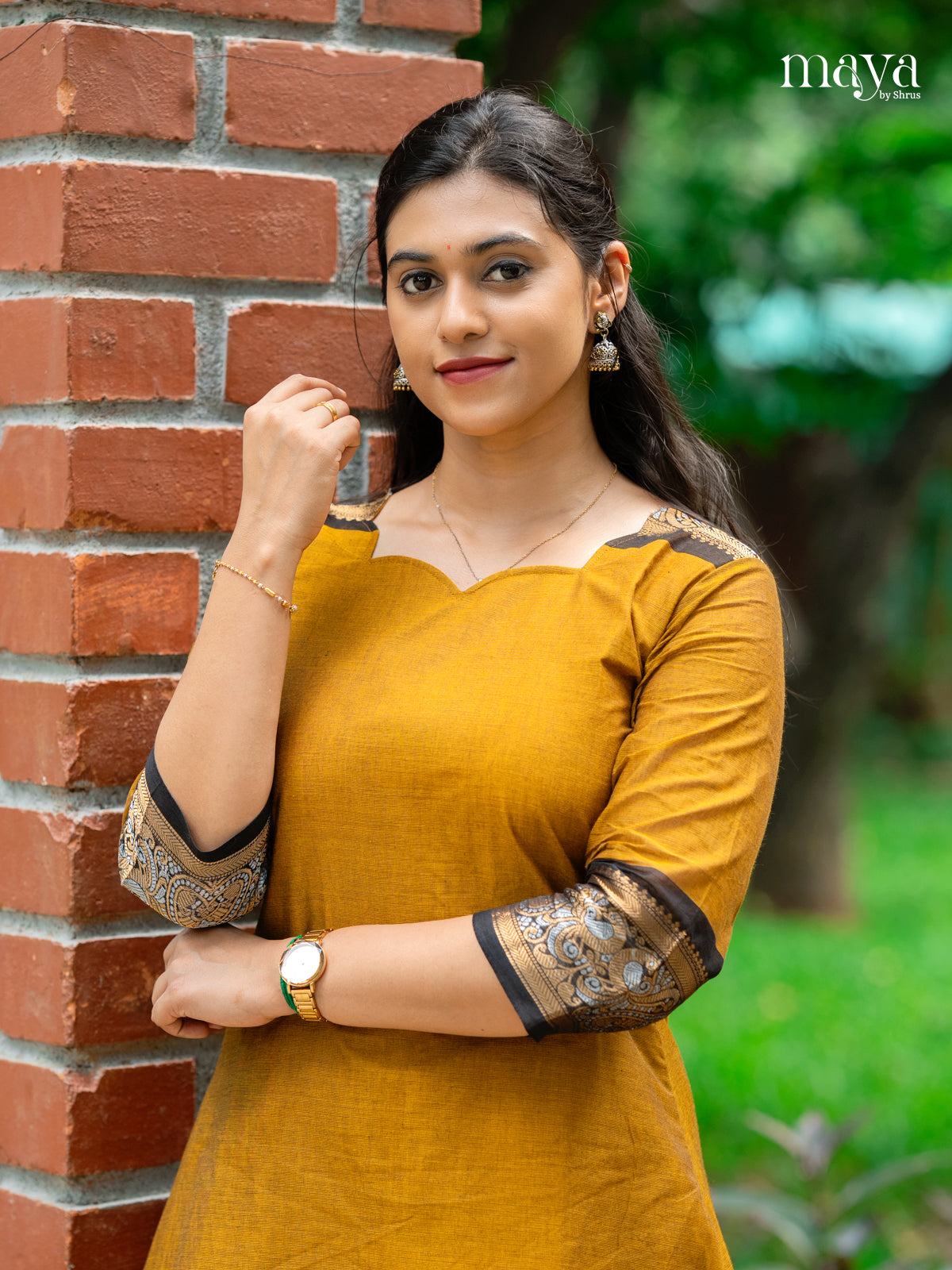 Mustard & Black-Readymade Kurti