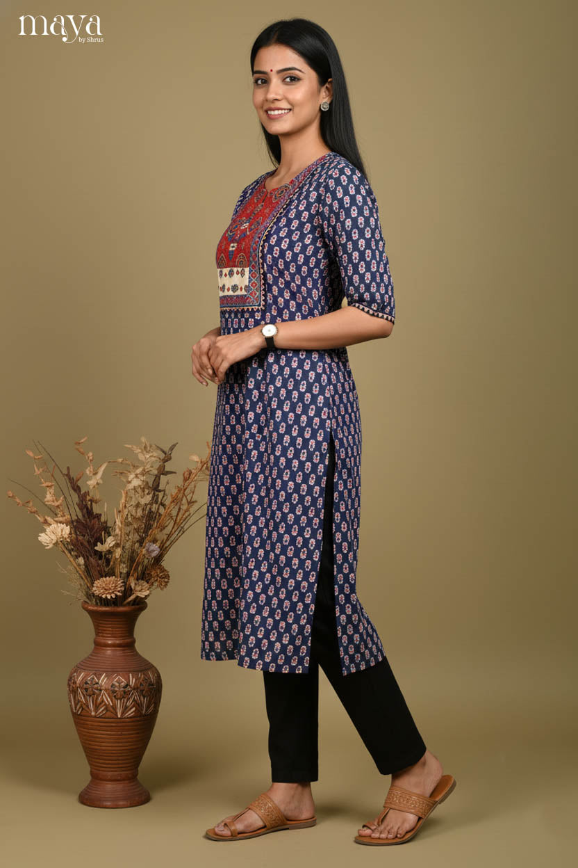 blue & Red-Readymade Kurti