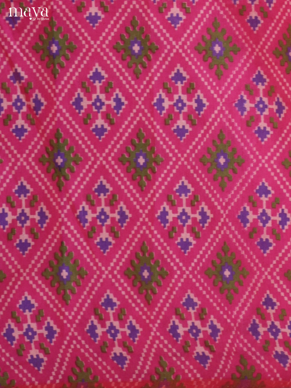 Pink & Purple Semi patola salwar unstitch with patola floral print -MEA09032