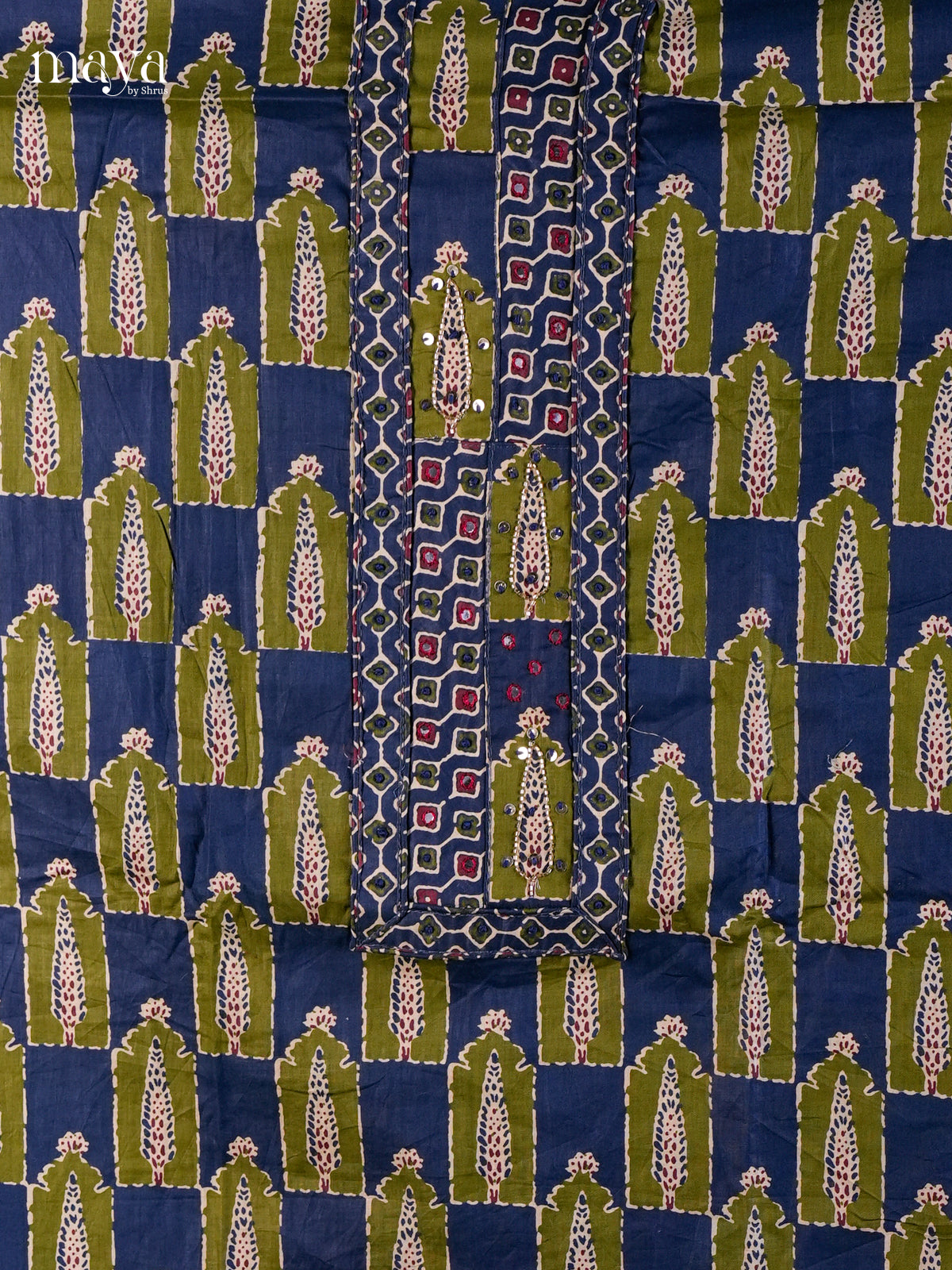 Blue & Green - Cotton salwar Unstitched