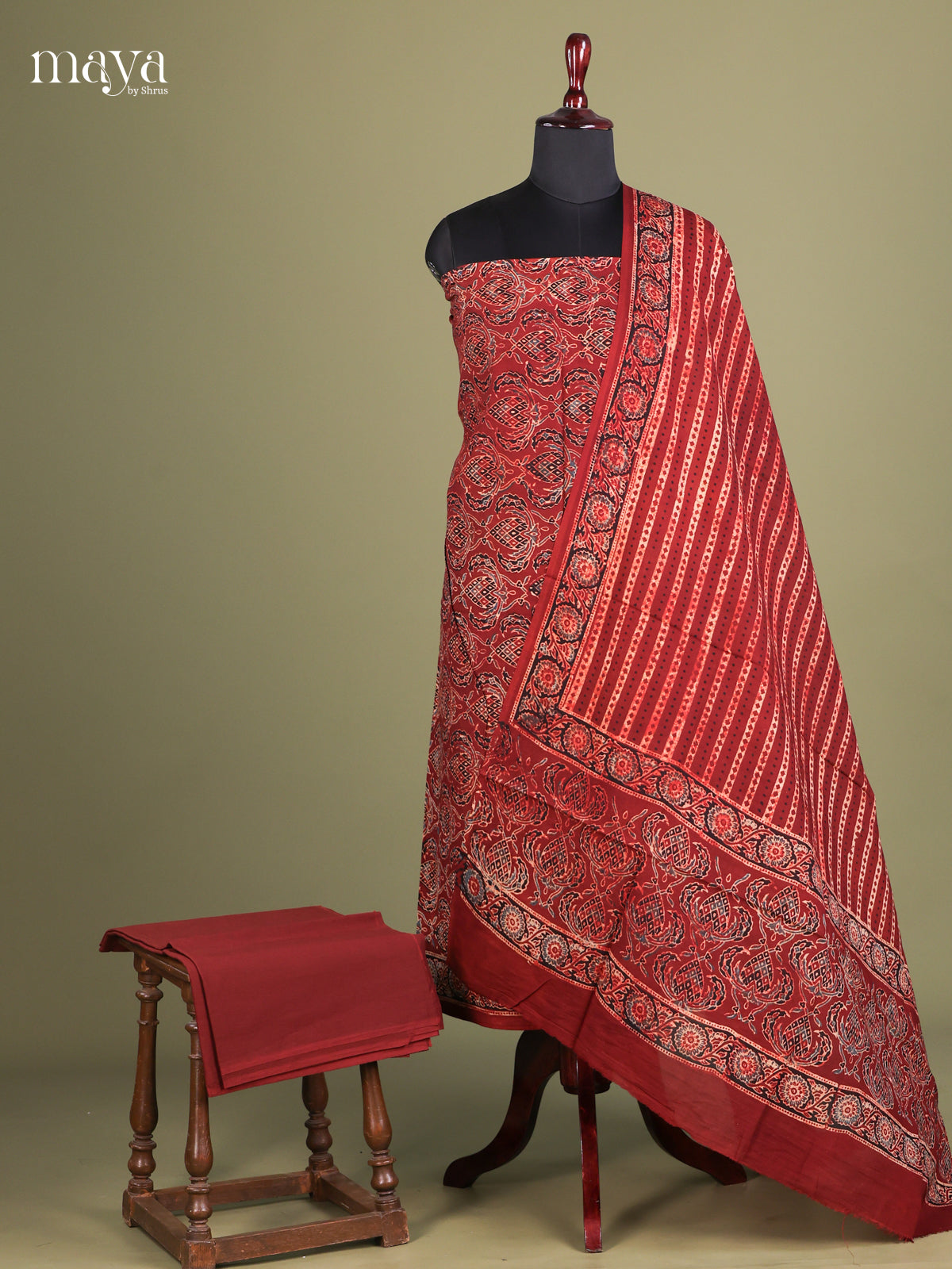 Red - Ajrakh Salwar Unstitch