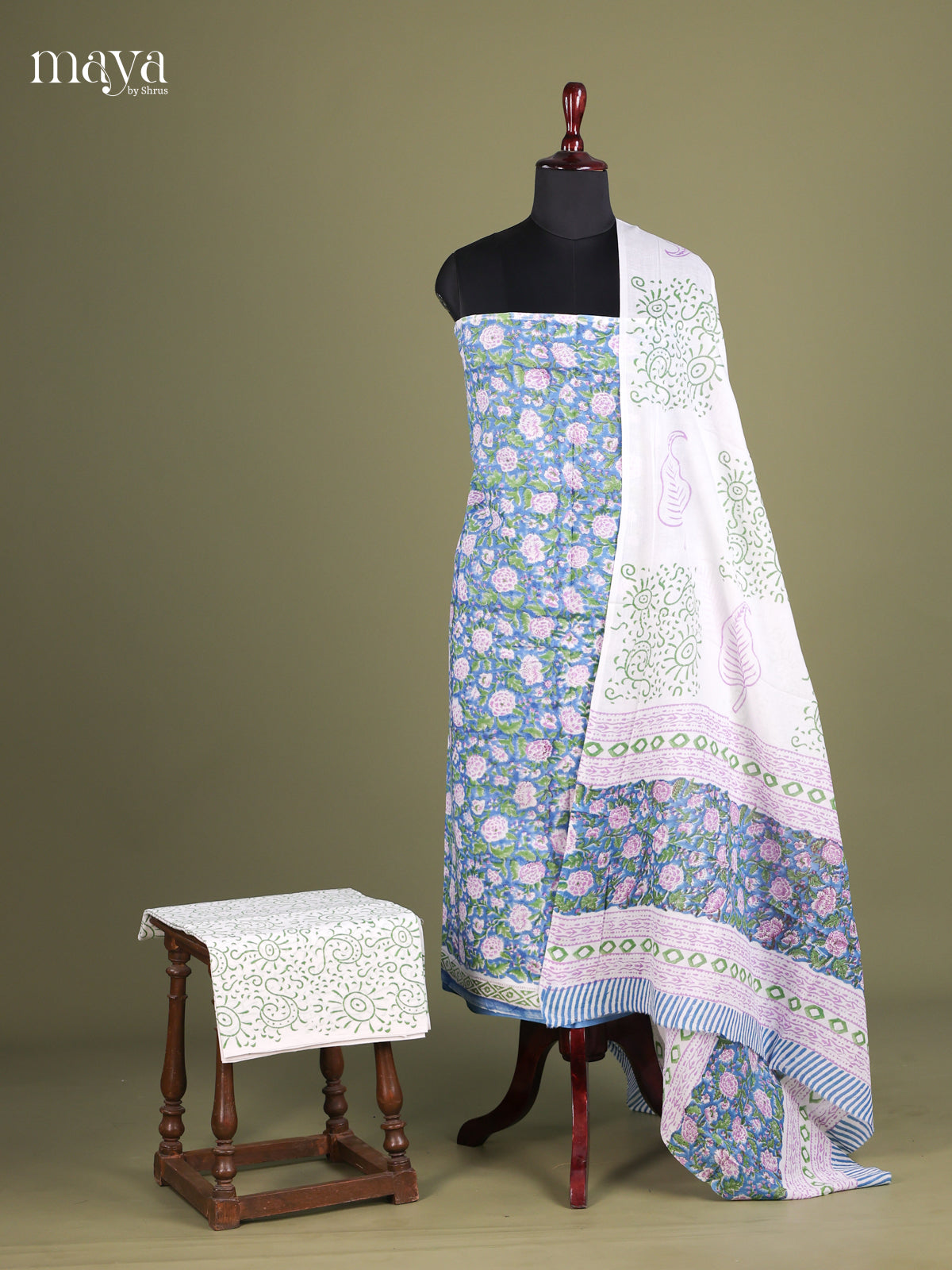 Blue & White - Cotton salwar