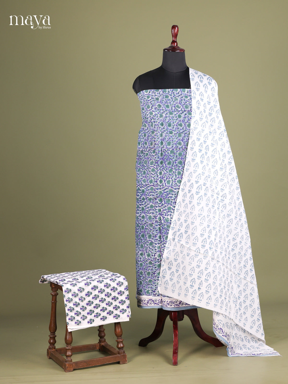 Blue & White - Cotton salwar