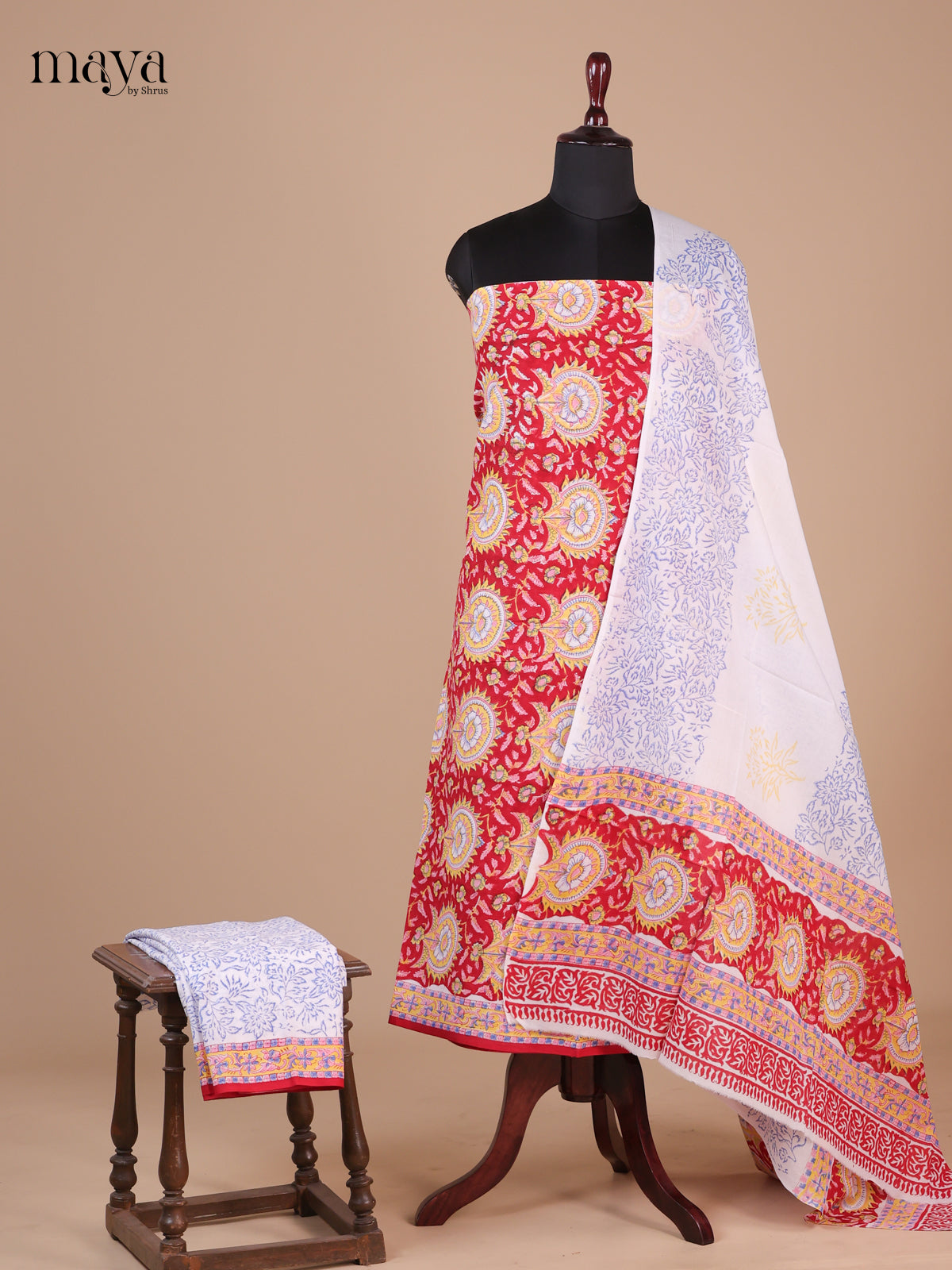 Red & White - Cotton salwar
