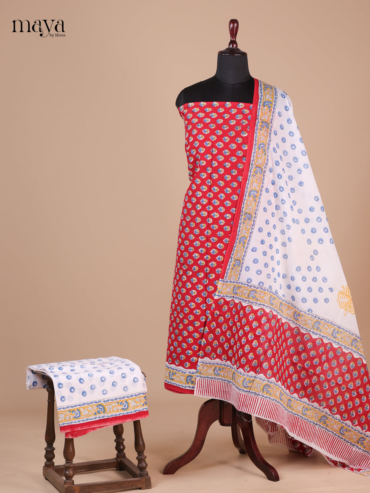 Red & White - Cotton salwar