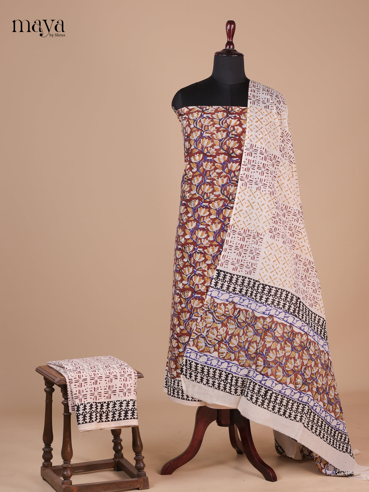 Maroon & Cream - Cotton salwar - Shop on Shrus.com