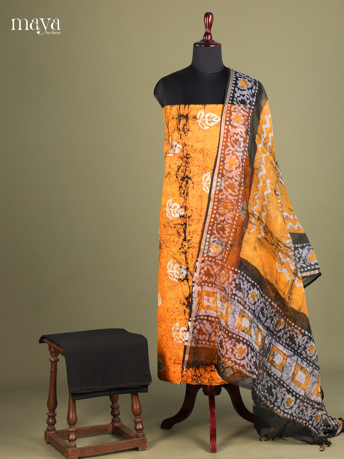 Mustard & Black -Cotton salwar