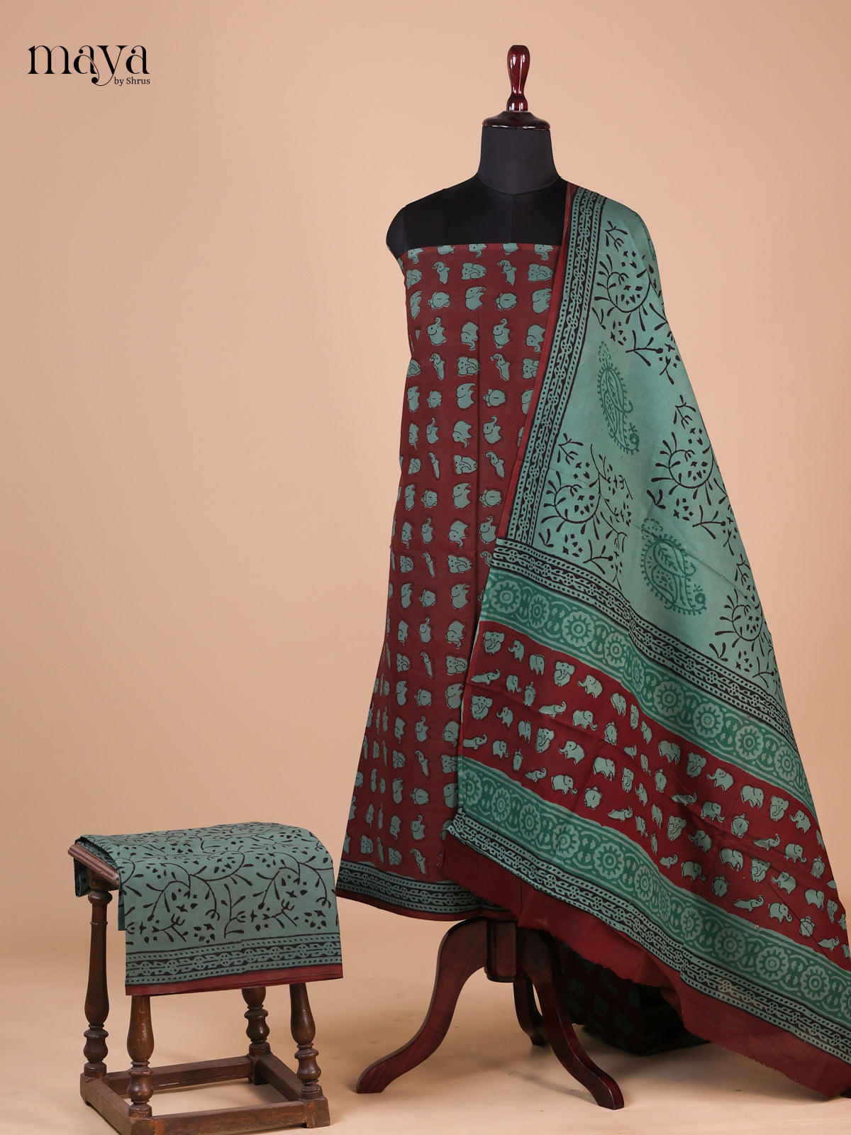 Maroon & Green - Cotton salwar - MEF24154