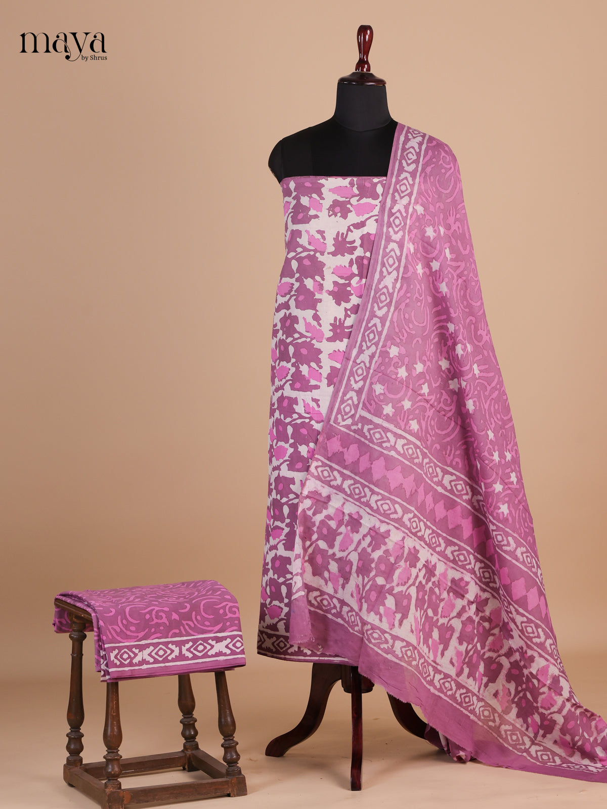 Cream & Pink - Cotton salwar