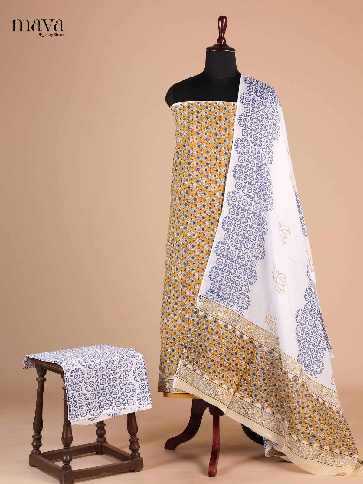 Mustard & White- Cotton salwar