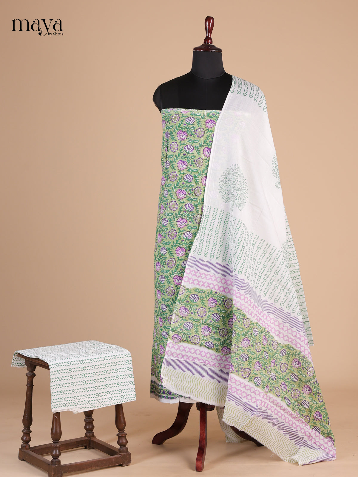 Green & White - Cotton salwar - Shop on Shrus.com