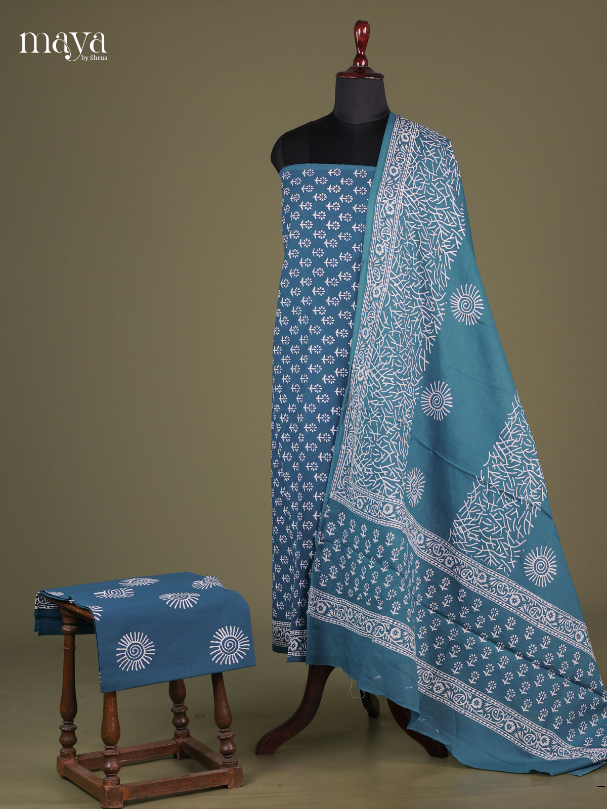 Blue - Cotton salwar unstitched