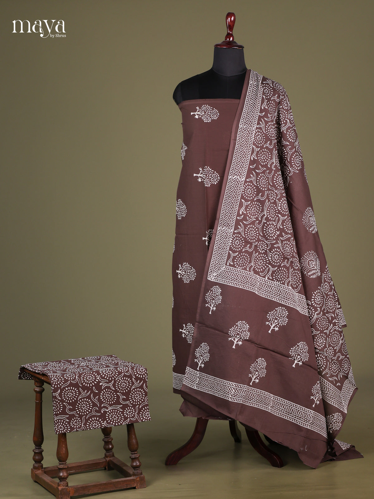 Brown - Cotton salwar unstitched - Shop on Shrus.com