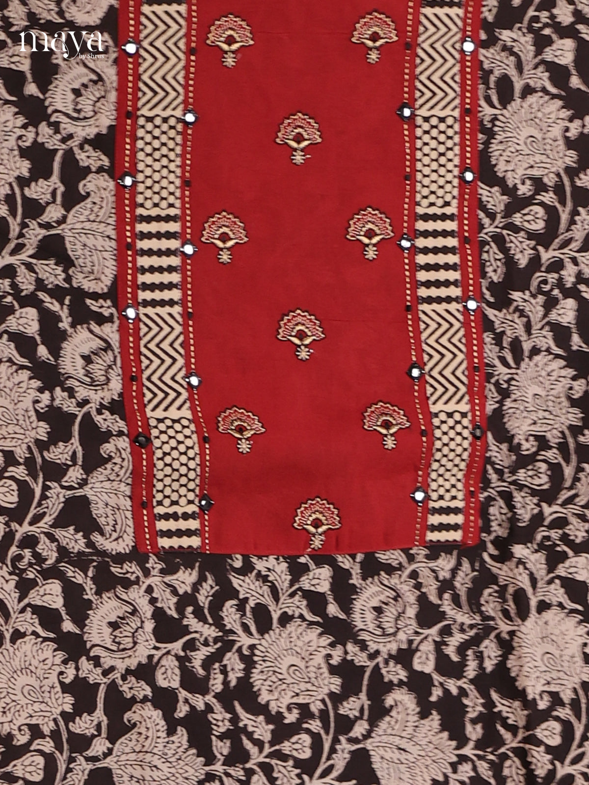 Black & Red - Cotton salwar Unstitched