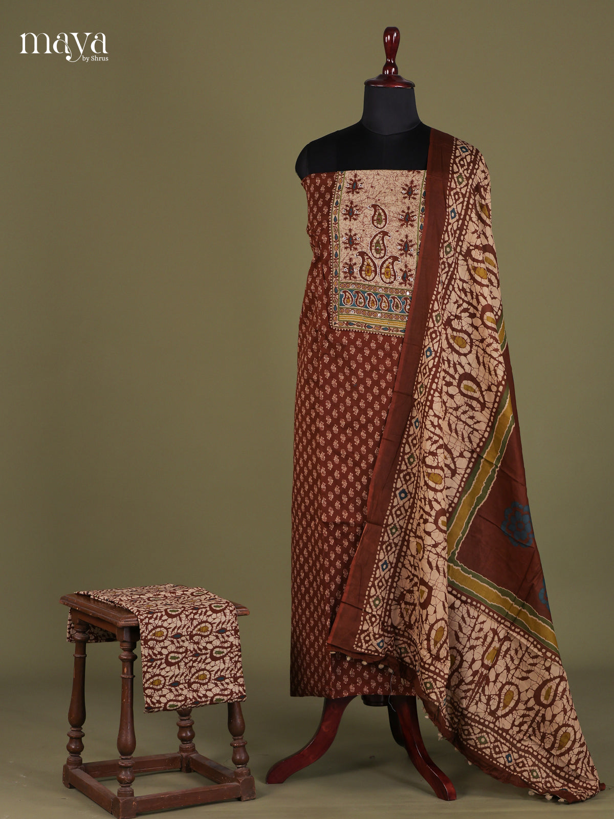 Arakku Maroon - Cotton salwar Unstitched