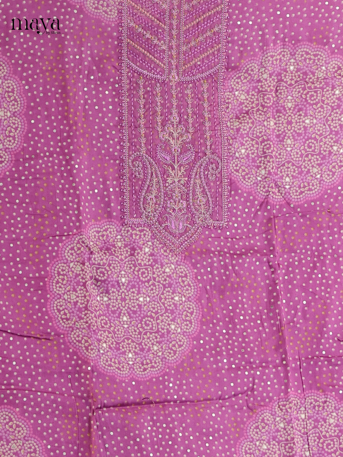 Majenta & White - Cotton salwar Unstitched