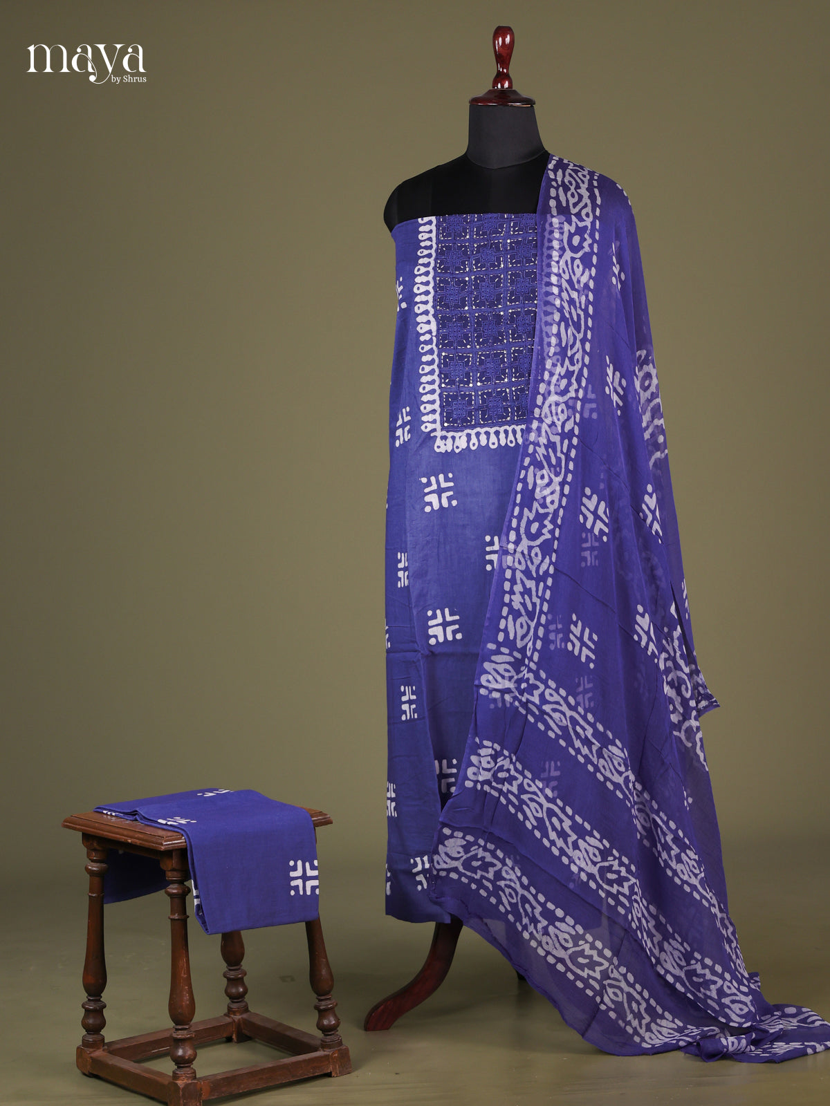 Blue - Cotton salwar Unstitched