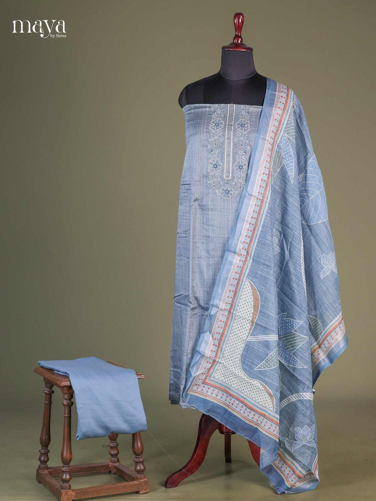 Blue- Cotton salwar unstiched