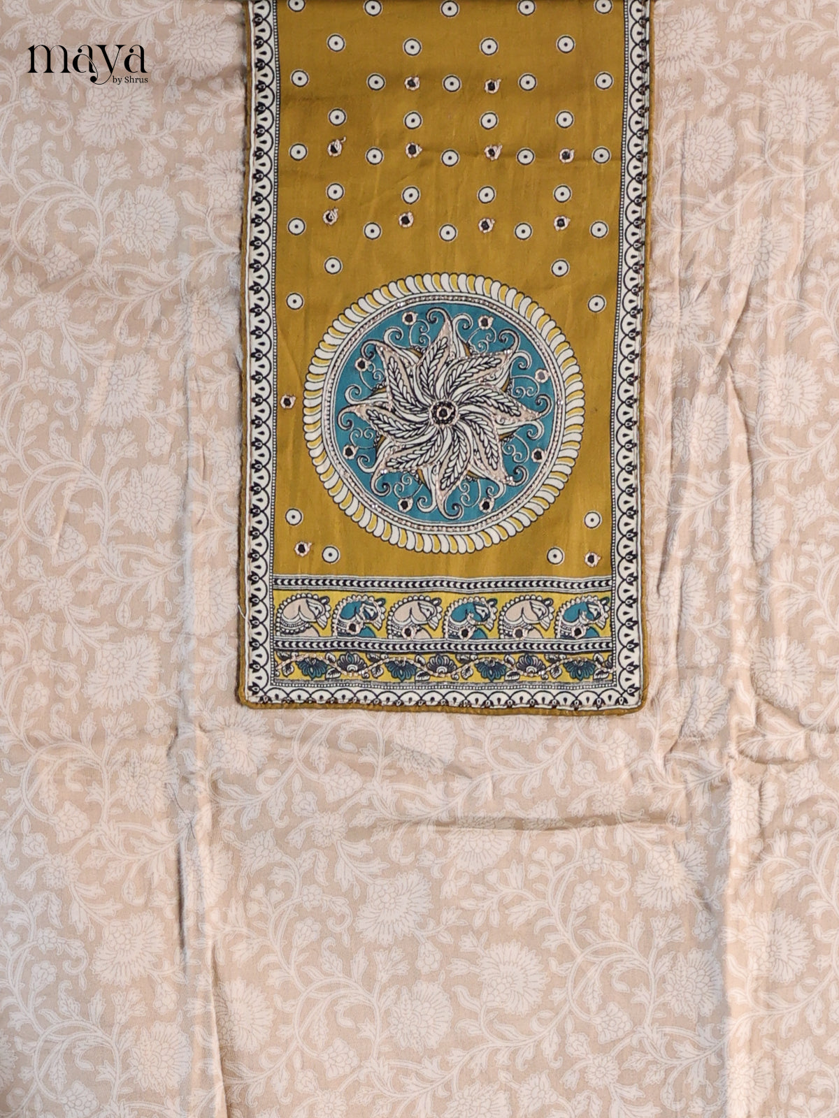White & Mustard - Cotton salwar Unstitched