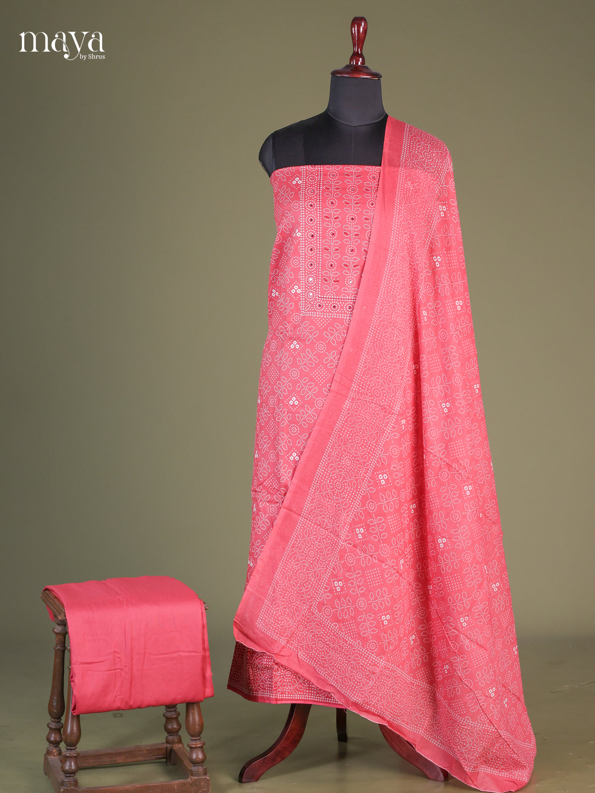 Pink - Cotton salwar Unstitched