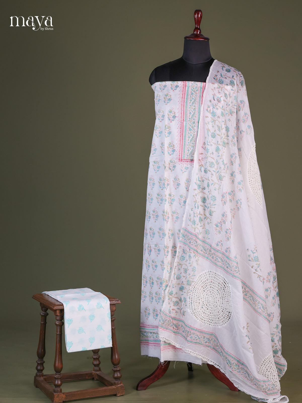 White -Cotton salwar Unstitched