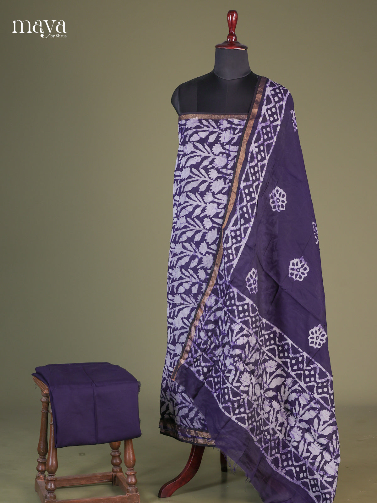 Blue & White - Cotton salwar Unstitched