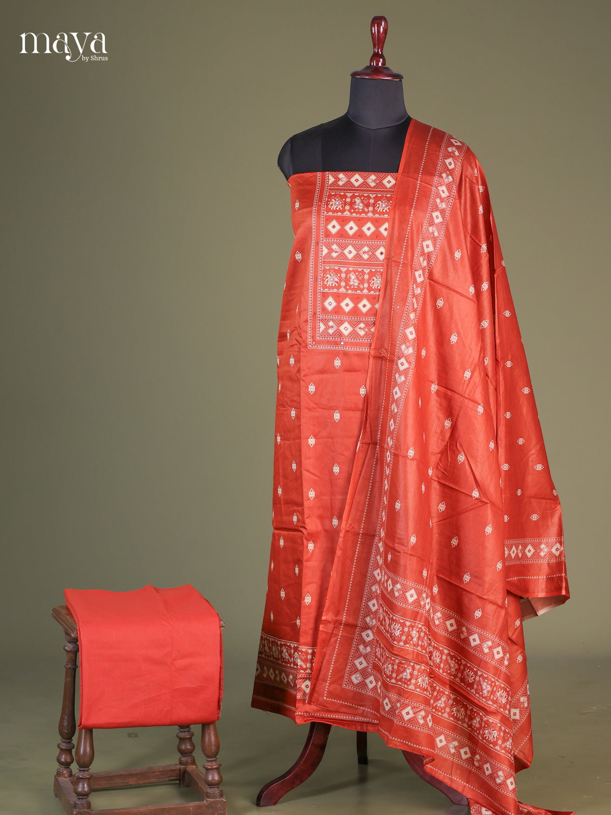 Brick - Cotton salwar unstitched
