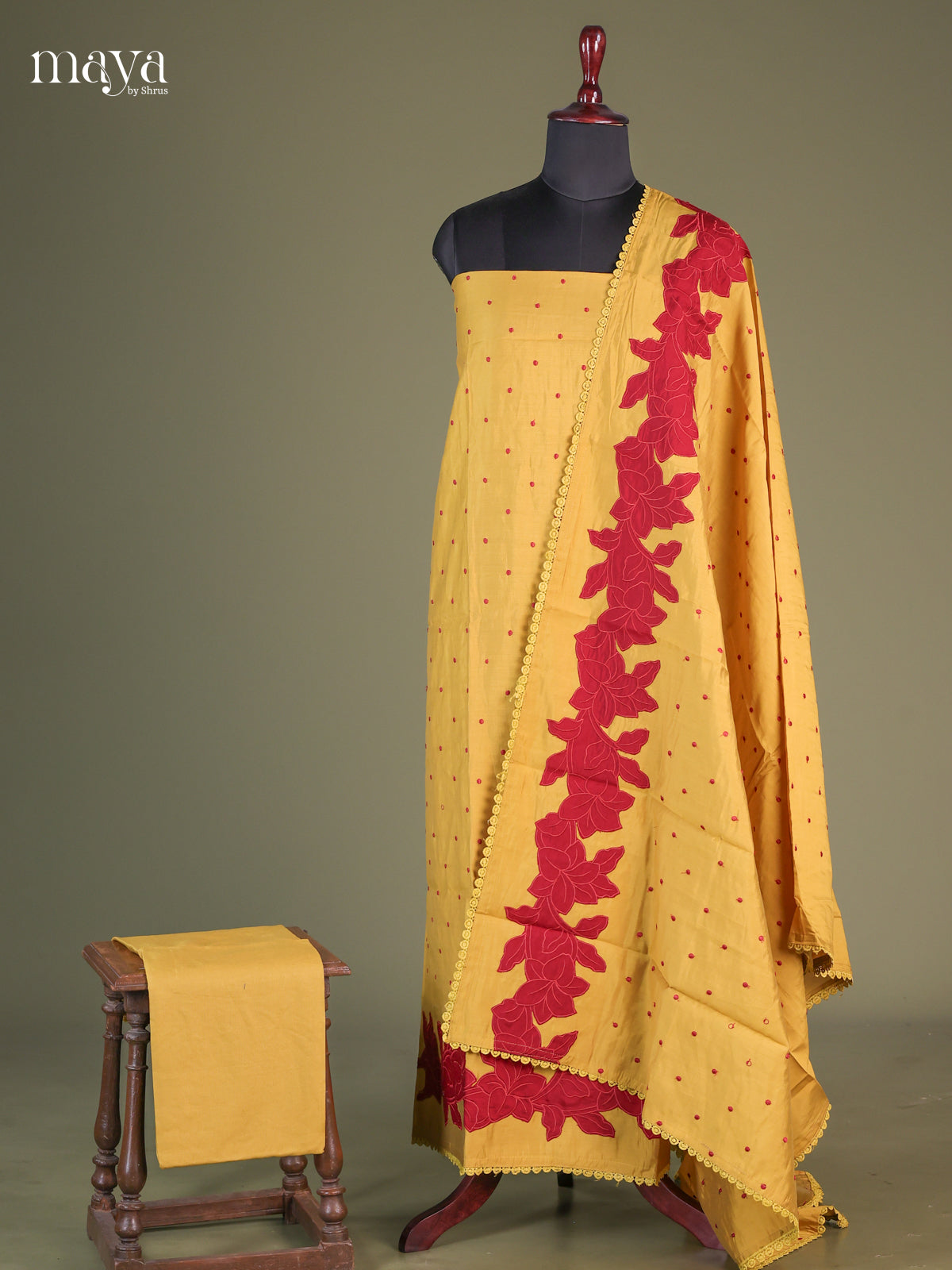 Yellow & Red - Cotton salwar Unstitched