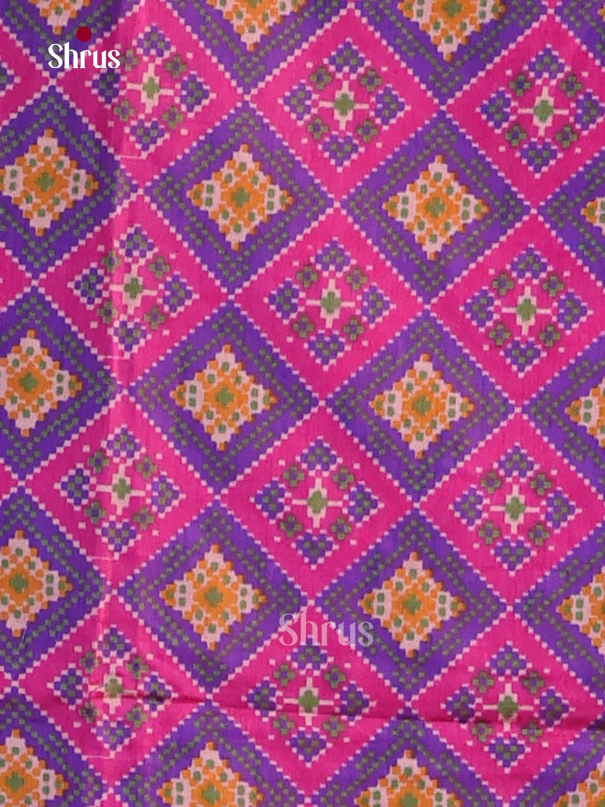 Pink & Purple Semi patola Unstitch salwar with floral print