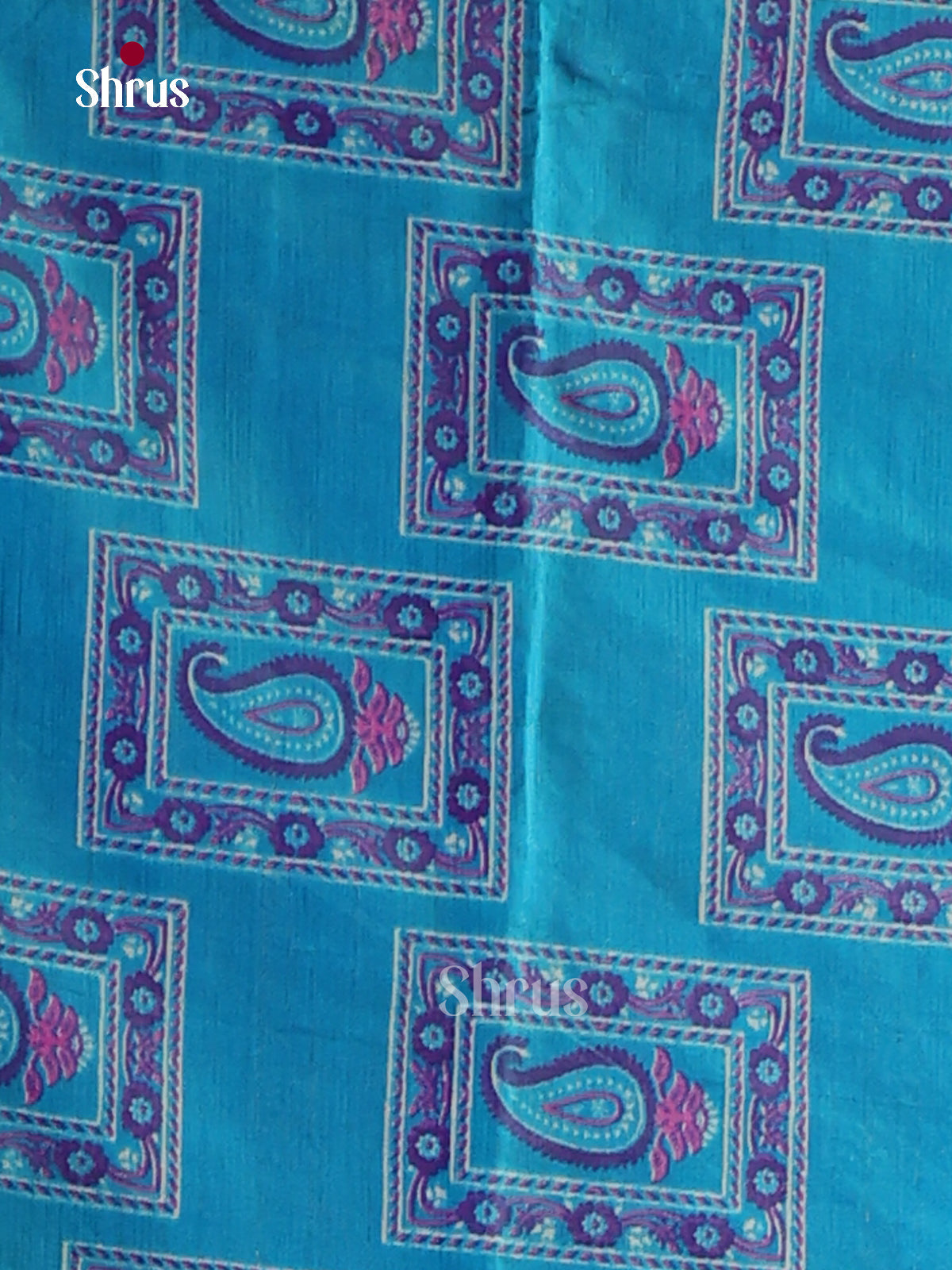 Elegant Blue & Purple semi patola unstitch salwar with paisleys motifs