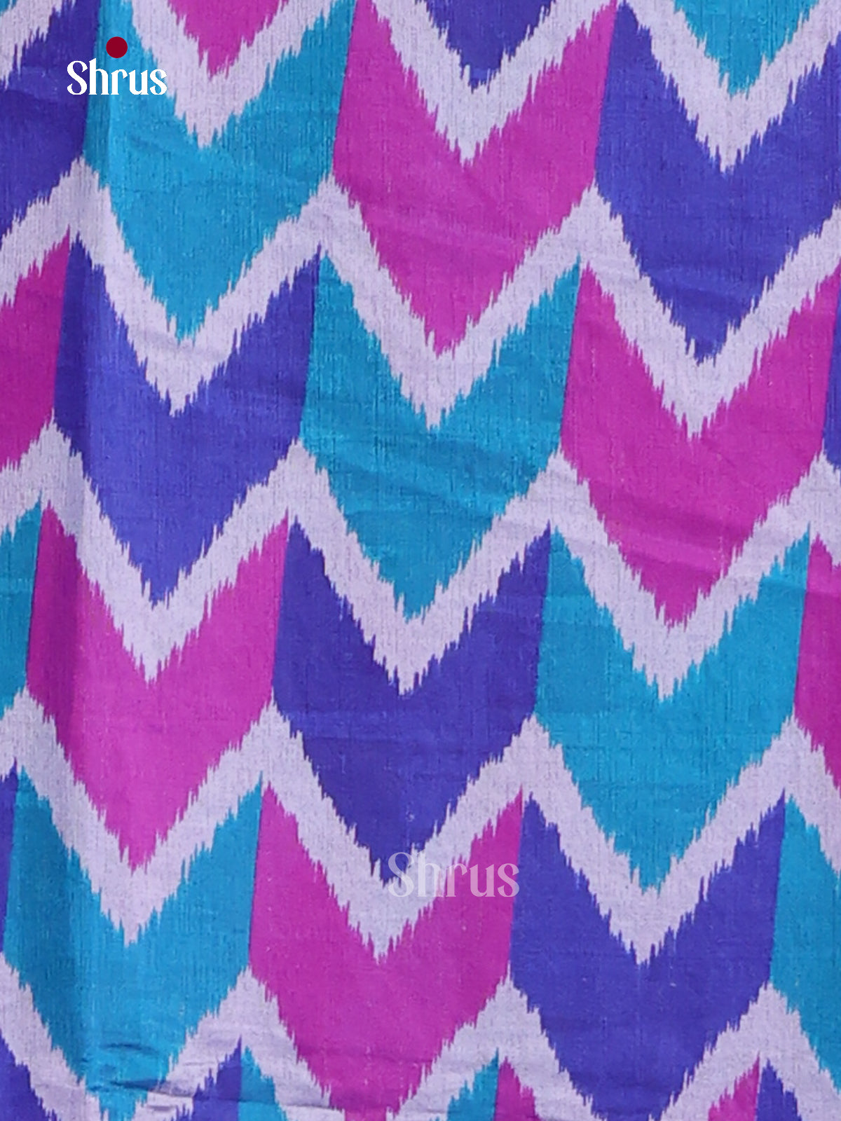 Blue & Purple Semi patola Unstitch salwar with Chevron print