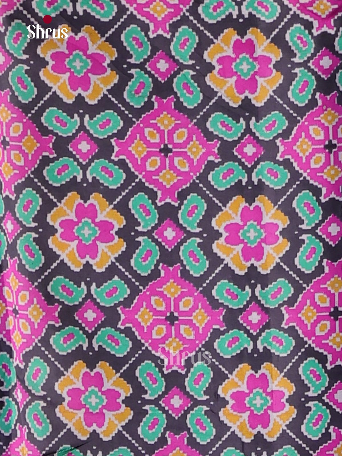 Blue & Pink semi patola unstitch salwar with floral motifs