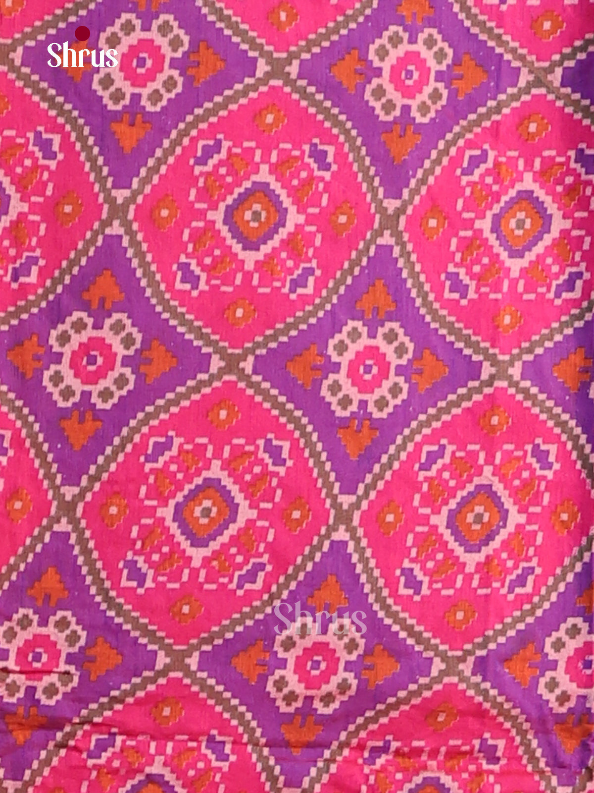 Pink & Purple Semi patola Unstitch salwar with floral pattern