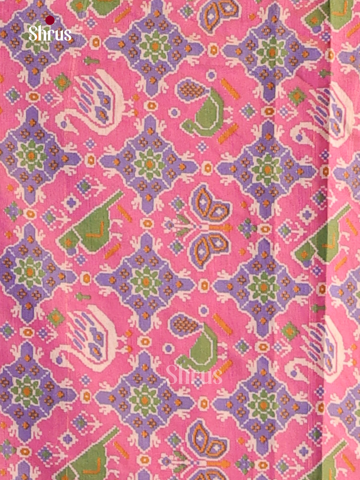 Chic Pink & Purple Semi patola Unstitch salwar with bird , butterfly print