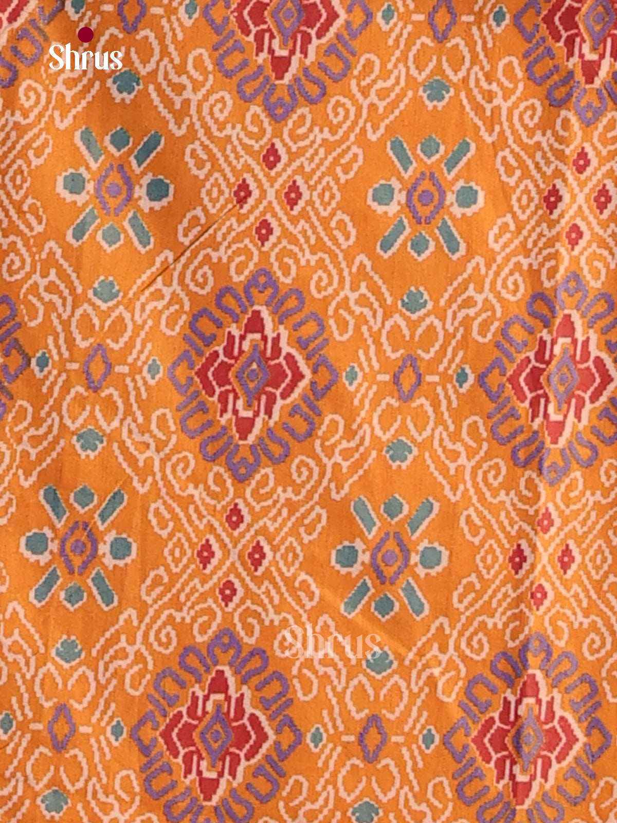 Orange Semi Patola Unstitch salwar with floral print