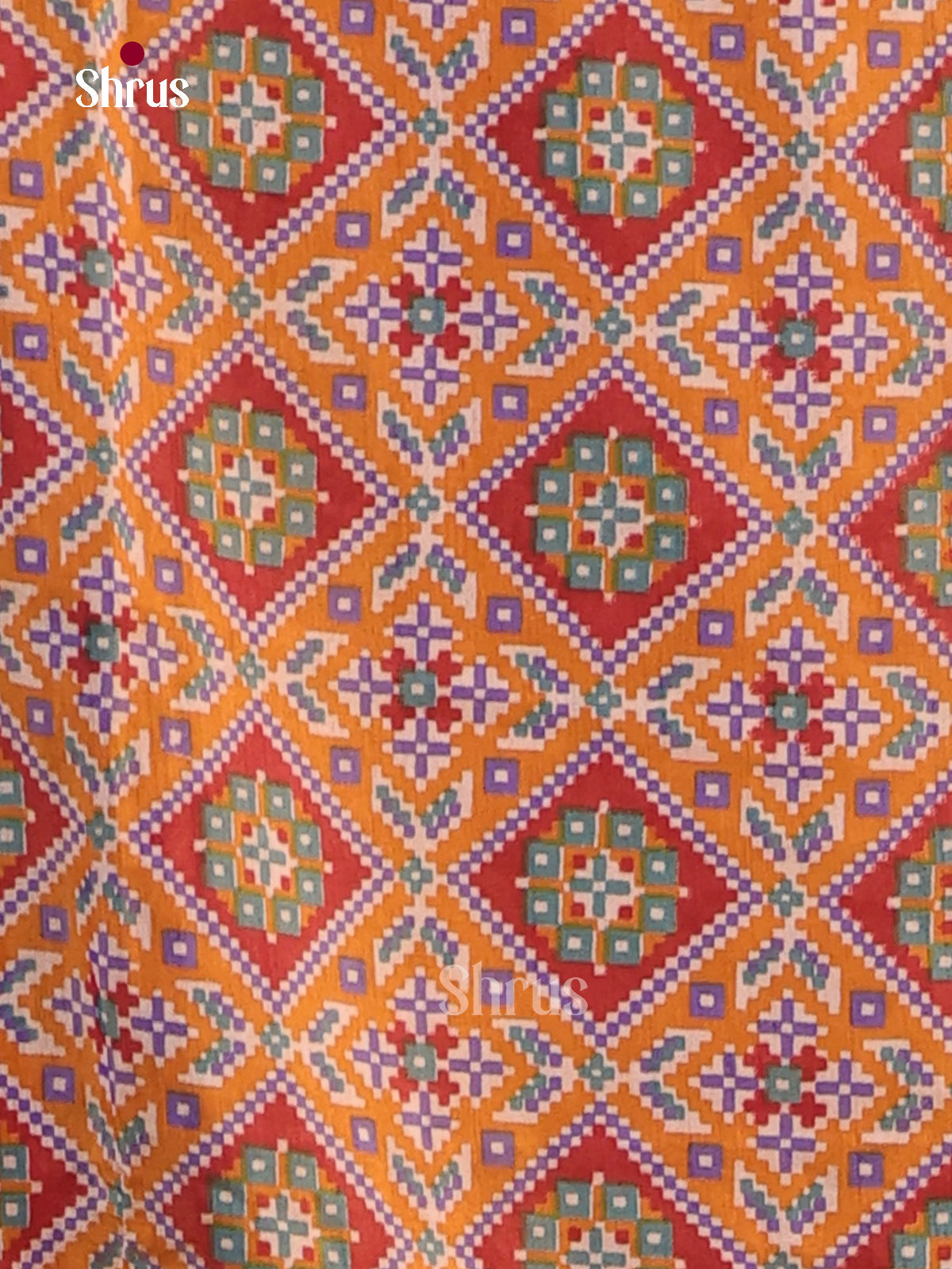 Brick Orange & Red Semi patola unstitch salwar with patola floral print