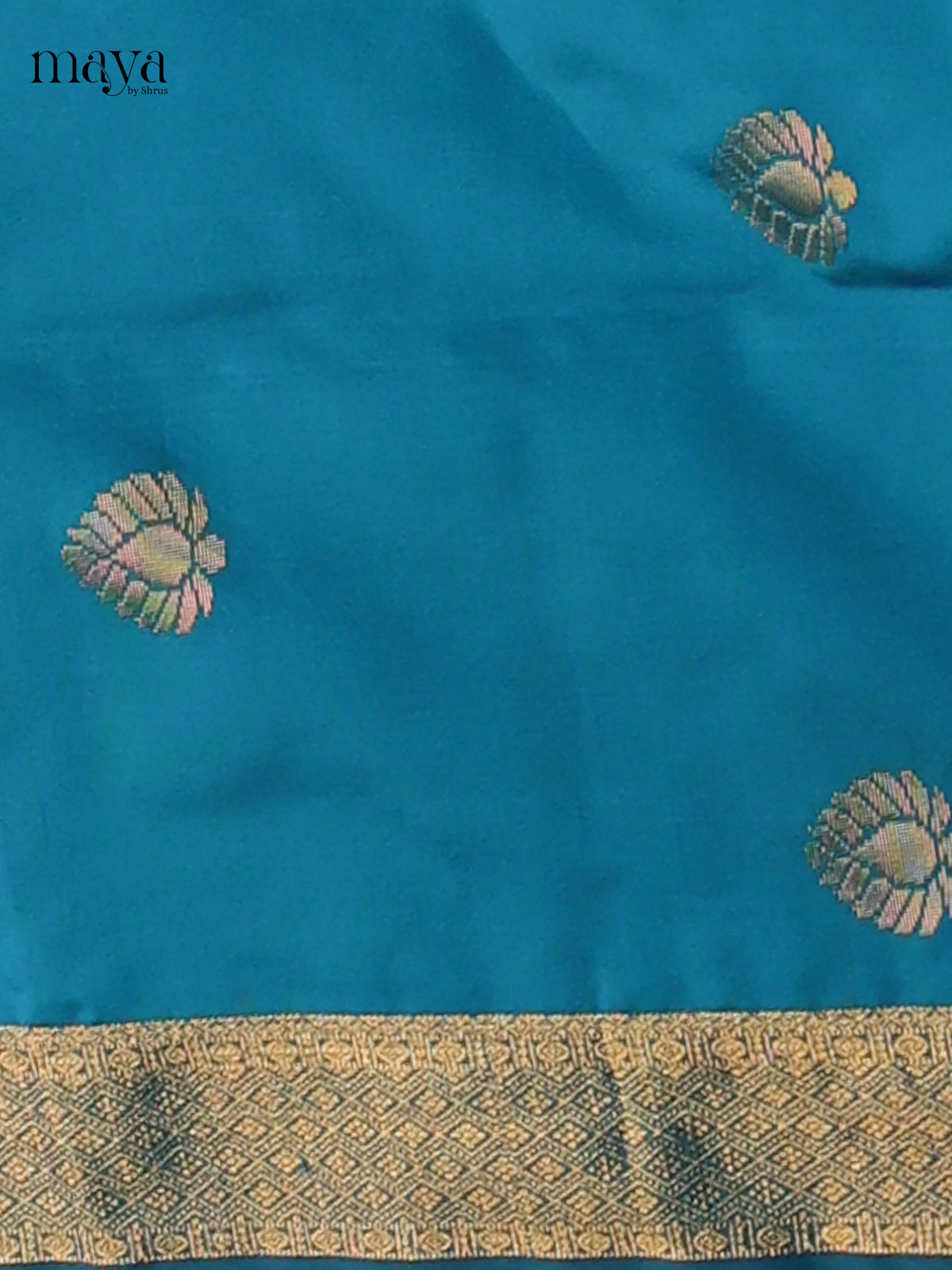 Vibrant Blue semi softsilk salwar unstitched with lavender dupatta