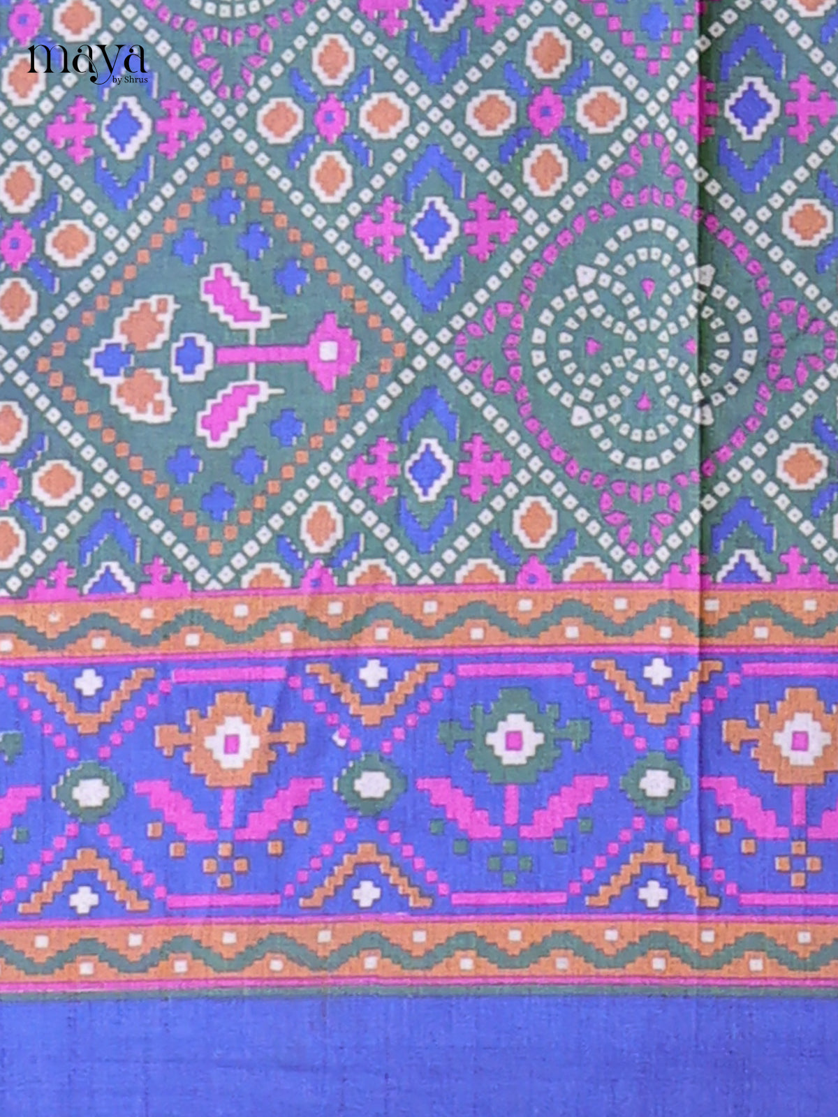 Blue & Green - Semi patola salwar Unstitch