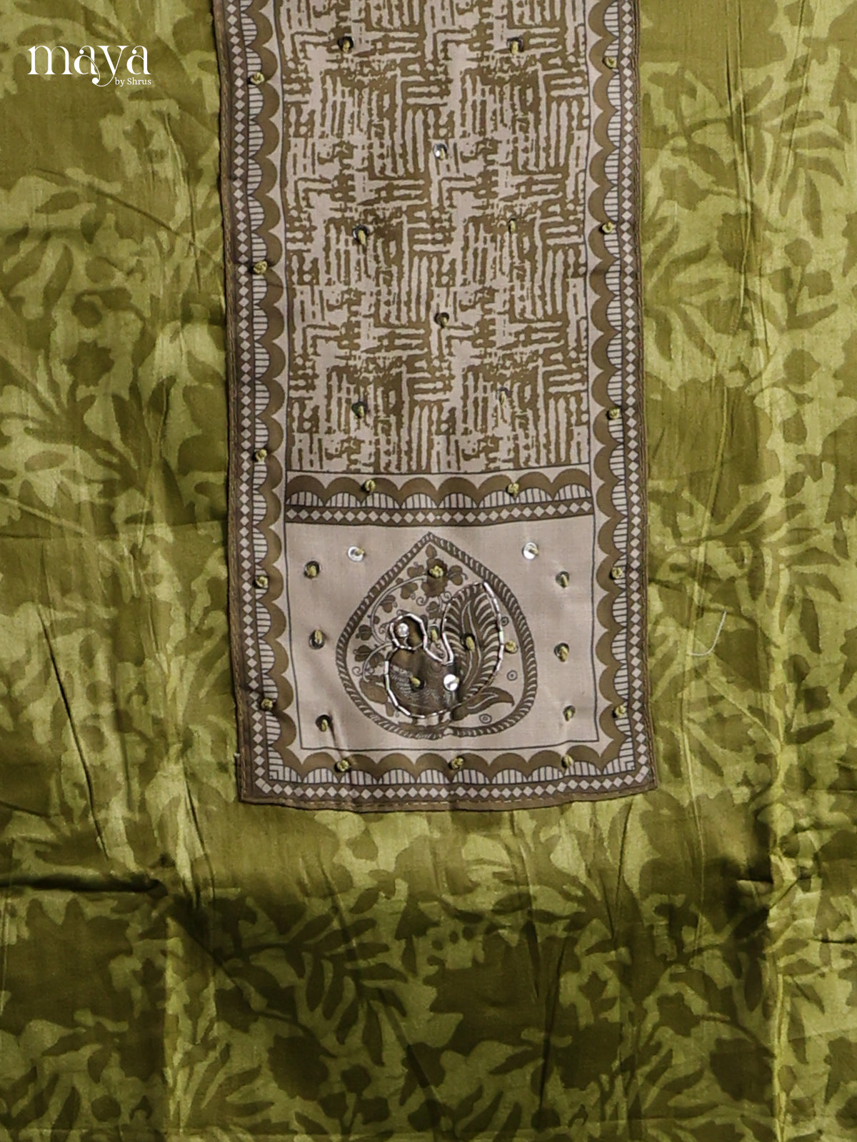 Green & White - Cotton salwar unstitched