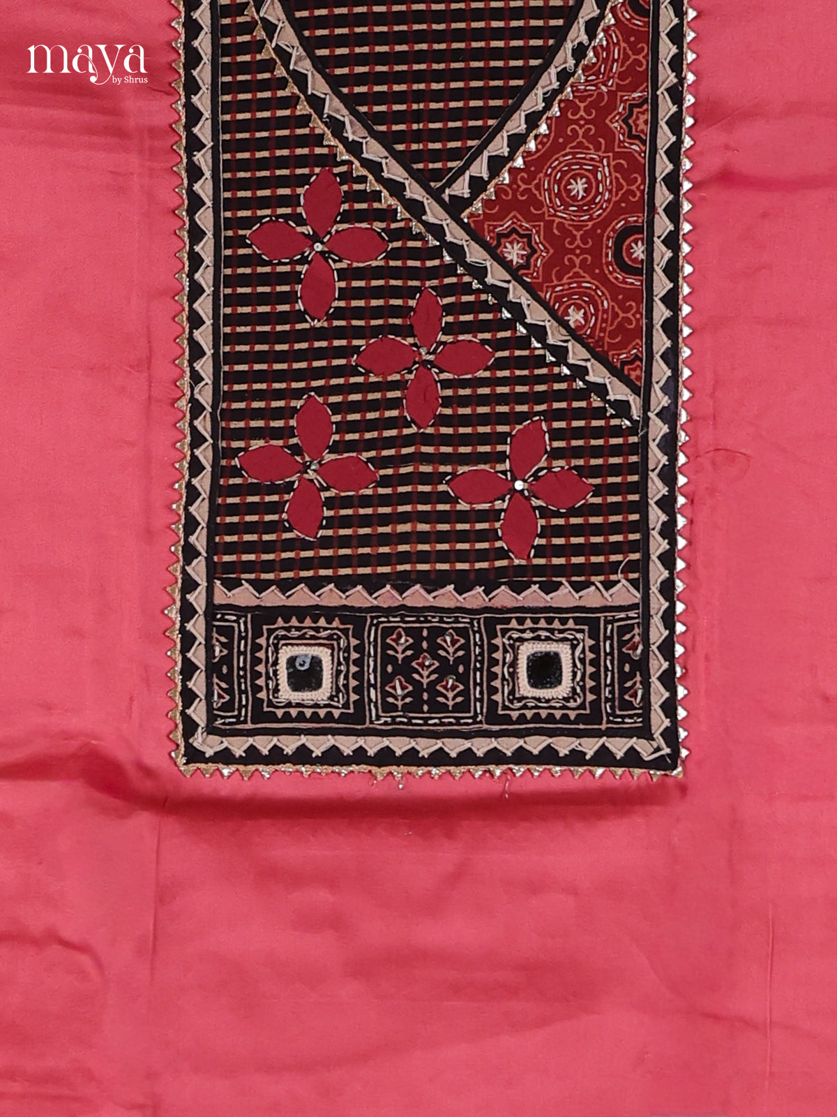 Pink & Black - Cotton salwar Unstitched